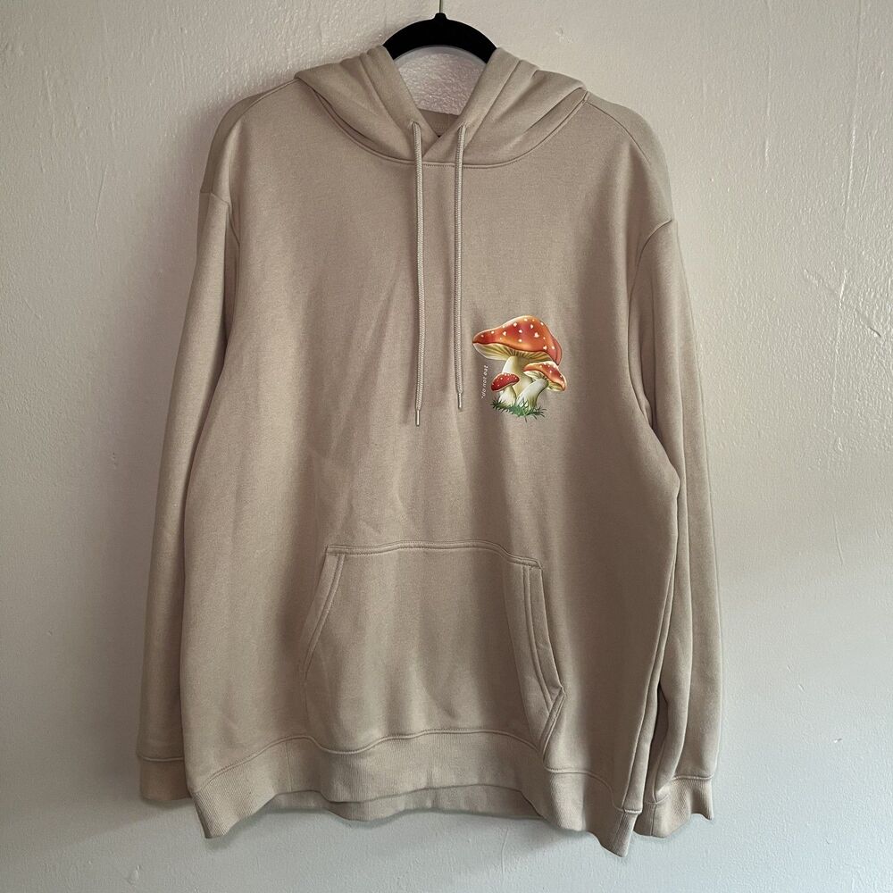 H&M Beige Hoodie with Mushroom Design